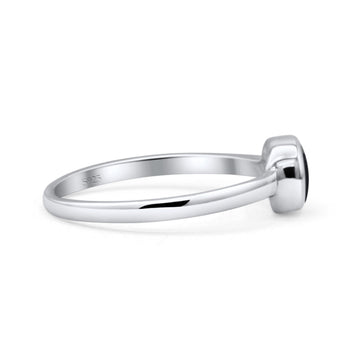 Round 6mm Thumb Ring Statement Fashion Ring Plain Band 925 Sterling Silver Petite Dainty Simulated Black Onyx